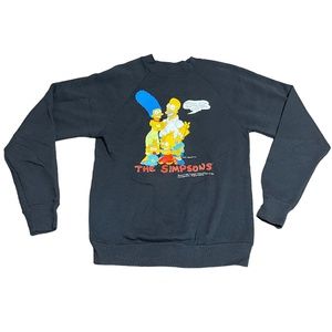 Vintage 1990 The Simpsons Sweatshirt Size 14 16 Black 90s TV Show USA Made SSI